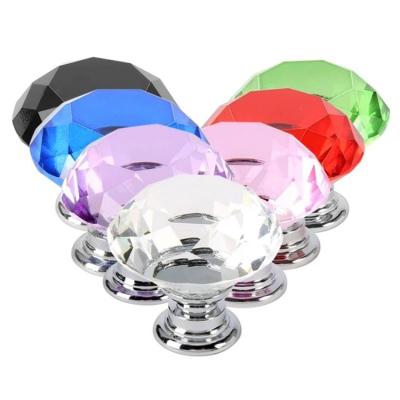 China Modern Diamond Clear Crystal Glass Pull Hardware Furniture Handle Drawer Cabinet Knobs Shape for sale