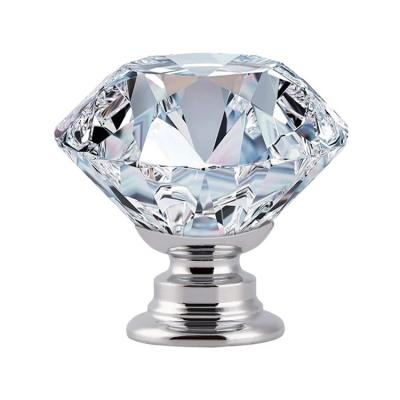 China Crystal Drawer Cabinet Knob Modern Diamond Crystal Glass Knob Handle Suitable for Dresser Kitchen Wardrobe Cabinet for sale