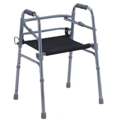 China Adjustable Aluminum Alloy Walker Auxiliary Walking Aid Device And Walker Folding Auxiliary Four-legs For Disabled Medical for sale