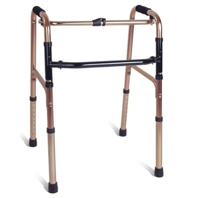 China Aluminum Alloy Auxiliary Hot Sales Portable Walker Folding Four Legs Crutch Walking Aid For Eldery And Handicapped for sale