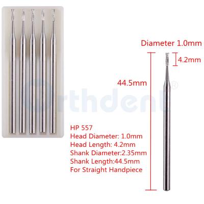 China For Orthdent 5Pcs/Box Carbide Handpiece Low Speed Straight Burs HP557/HP558 High Quality Tungsten Steel Desktop Fit Low Speed Straight Handpiece Consumables for sale