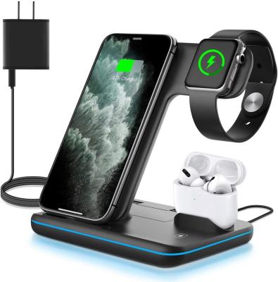 China Universal 3 in 1 Wireless Charger, 15W Fast Charging Dock for Apple iWatch 6/5/4/3/2/1, AirPods Pro, for 13Pro Max/13 Pro/13/12/11/11 Pro for sale