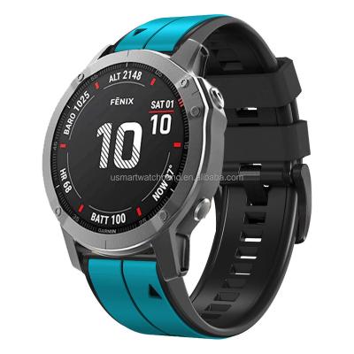 China Two Color Two Tone For Garmin Fenix 7 6 5 22mm 26mm Replacement Silicone Watch Band Rubber Strap for sale