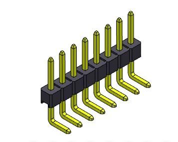 China TIPO 1 DE ÁNGULO RECTO *2 PIN To 1*40PIN H=2.54mm de la sola fila de Pin Header Connector 2.54m m en venta