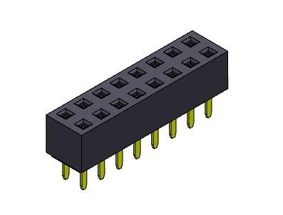 China TIPO dual femenino de la inmersión de la fila del conector 2.54m m del jefe - 2 *2 PIN To 2*40PIN H=5.00mm en venta