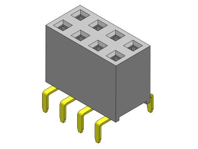 중국 2*40PIN H=7.10mm에 대한 여성 해더 커넥터 2.54 밀리미터 이원적 가로열 듀얼 입사형 2*2PIN 판매용