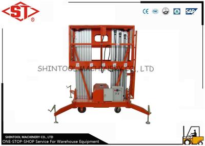 China Plataforma de trabajo aéreo de aluminio del palo doble con altura de elevación 12 metros en venta