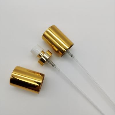 中国 18mm Crimp Spray Pump Golden Metal Perfume ボトル Spray Pump With Over Cover 販売のため