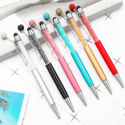 China Cute Crystal Pen Diamond Ballpoint Pens Stationery Ballpen 2 In 1 Crystal Stylus Pen for sale