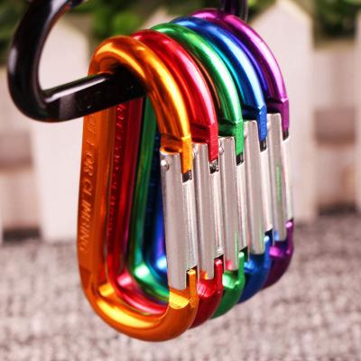 China Durable Bulk Aluminum Alloy Factory Price D Type Snap Hook Karabiner Carabiner Key Chains Increasing Carabiner Hooks With Words for sale