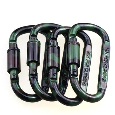 China Durable Promotional Multifunctional Carabiner With Lock, Carabiner D Flat Key Chain, Camouflage Swivel Snap Hooks Aluminum Alloy for sale