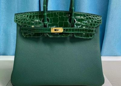 China Emerald Crocodile Skin Bag, Metallschnallen-Alligatorhaut-Handtasche für Frauen zu verkaufen
