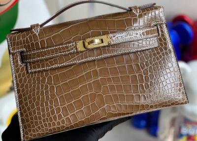 China 22cm Krokodil-Lederhandtaschen, Tabak-lederne quadratische Tasche zu verkaufen