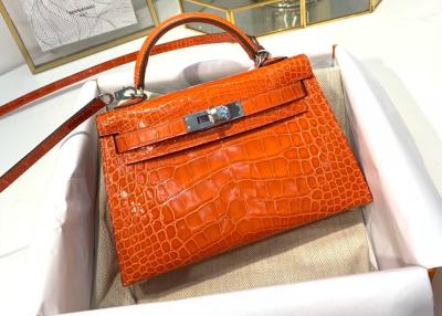 China Orange Krokodil-Haut Bag, 19cm echte Krokodil-Ledertasche zu verkaufen