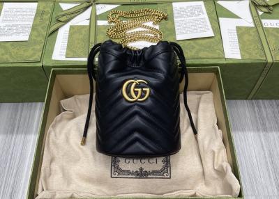 China GG Marmont Mini Bucket Bag Authentic Cowhide außerhalb zwei verstärkender Farben zu verkaufen