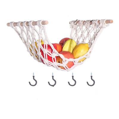 China Sustainable Custom High Quality Fruit Hammock With Metal Hooks Hanging From Kitchen Basket for sale