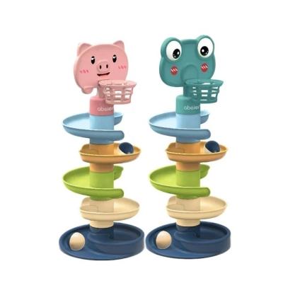 China Bath Toys KSF Intellectual Cute Cartoon Frog Kids Toys Animal Education Toys And Games Slide Rolling Ball Track Ride For Baby Boy Toy for sale