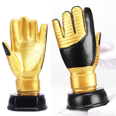 China Europe Qatar World Soccer Football Trophy Resin GOALKEEPER Golden Hands Award Cup Trophy Golden Goalkeeper Award Fans Souvenirs Cup for sale