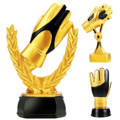 China Europe Qatar World Soccer Football Trophy Resin GOALKEEPER Golden Hands Award Cup Trophy Golden Goalkeeper Award Fans Souvenirs Cup for sale