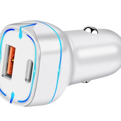 China Fast Type C PD+QC3.0 High Speed Output USB Car Charger Customized Available Dual Port Car Charger Socket for sale