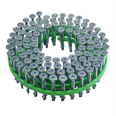 China High Quality Flat Head Auto Feed M5x55 Stainless Steel Countersunk Square Drive Assembled Coil Drilling Screws for sale