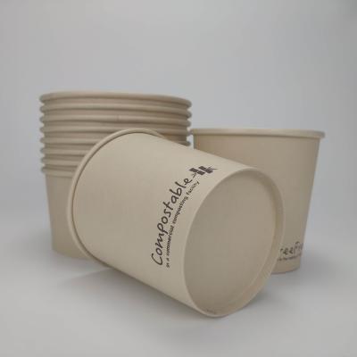 China Biodegradable Microwavable Bamboo Paper Disposable Food Container Soup Hot Cups With Lids Plastic for sale