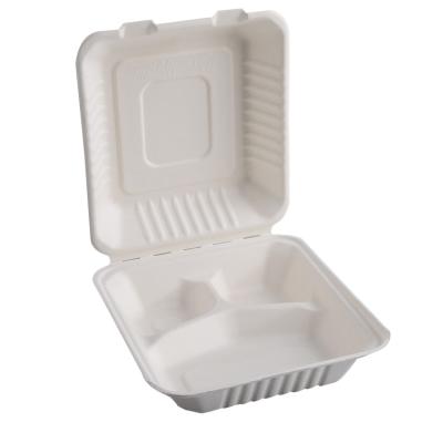 China Restaurant Supplies Disposable Biodegradable Packaging Sugar Cane Food Container for sale