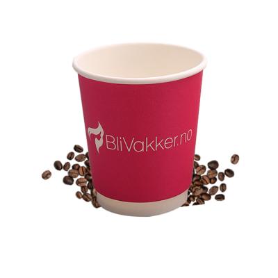 China No Smells 10oz 12oz Disposable Custom Printed Definable Double Wall Pink Pattern Cardboard Paper Coffee Cups for sale