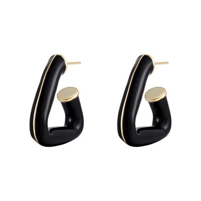 China FASHIONABLE design high quality black unique light triangle luxury high end earrings for sale