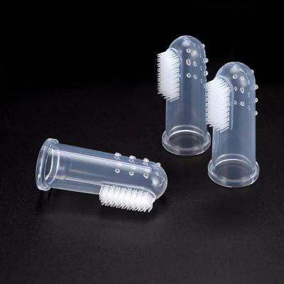 China For Baby 360 Degree Soft Soothing Transparent Baby Finger Toothbrush for sale