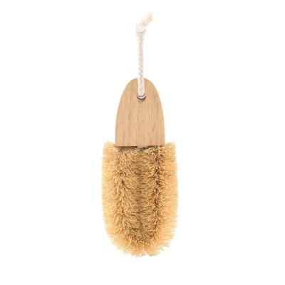China Custom Logo Brown U Shaped Kitchen Pot Brush Sustainable Hot Selling Natural Coconut Fiber Cleaning Scrubber for sale