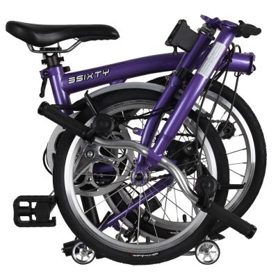 China Steel Folding 3Sixty Bike 16 Inch Folding Portable Bicycle 6 Speed Purple for sale