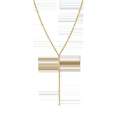 China TRENDY 925 Sterling Silver Tassel Fashion Jewelry Necklaces Long One Row Cubic Zirconia Bead Spacer Gold Plated Necklace Chain for sale