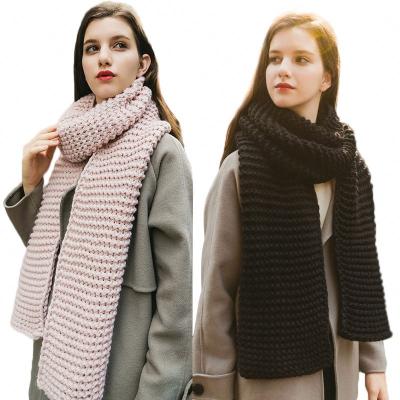 China New Fashion Custom Grid Scarf Wool Thick Autumn Winter Warm Knitted Scarves For Men's Wome for sale
