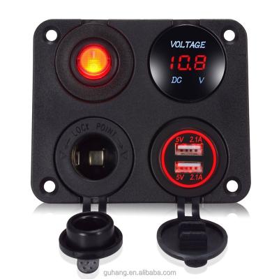 China New China-chic 4.2A dual usb charger socket with LED voltmeter and on bottom switch for sale