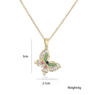 China Silver Color Crystal Rhinestone Butterfly Pendant Necklaces Romantic Fashion For Women Necklaces Jewelry Party Long Chain Animal Gift for sale