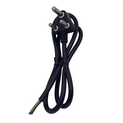 China Home Appliance Black South Africa And India 3 Core Plug In AC Power Cord for sale