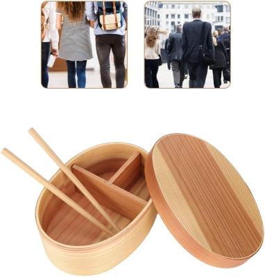 China China Simple wooden children lunchbox Adult lunchbox with divider picnic office school hiking camping wooden lunchbox for sale