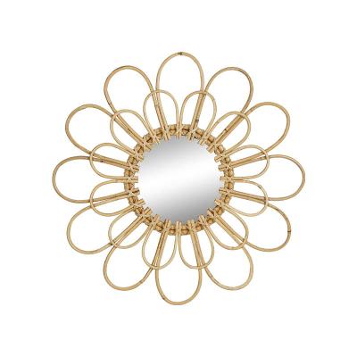 China 100% Handmade Best selling mirror round decorative living room furniture handmade bamboo and rattan home mirror decor wall for sale