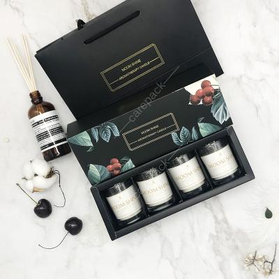 China Material Manufacturer Custom Printed Luxury Recycled Candle Jars Box Printing Candle Packaging Boxes Black Hard Cardboard Candle Box For Gift for sale