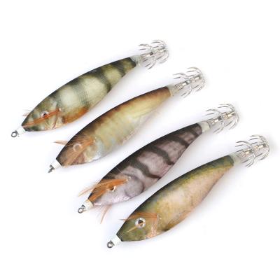 China Squid Hook (Wooden Shrimp) Fishing Lure Luminous Cheap Jigging Lure Wood Shrimp Squid Building Hook Builds Squid Bait Lure for sale