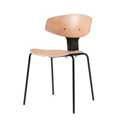 China Nordic hot sale comfortable plywood metal frame dining simple chair cafe restaurant furniture with metal legs for sale