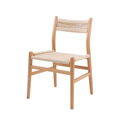 China Modern wholesale cheap nordic beech wood restaurant cafe chair wood woven rope dining chair for sale for sale