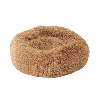 China Simple Wash Mechanical Modern Style Dog Bed Memory Foam Plush Fluffy Comfortable Round Dog Bed for sale