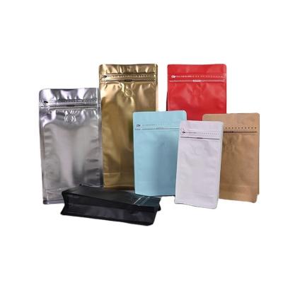 China Moisture Proof Customized Printing with one way valve flat bottom coffee bag 100g 200g 500g for print for sale