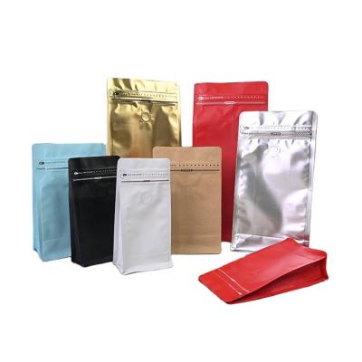 China Moisture Proof Customized Printing Moisture Proof Coffee Bean Bag with one way valve flat bottom coffee bag 100g 200g 500g for print for sale