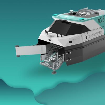 Chine Bateau Driverless de la moissonneuse USV d'herbe de l'eau d'étang de TITAN pour la plante aquatique fauchant la profondeur de 800mm à vendre