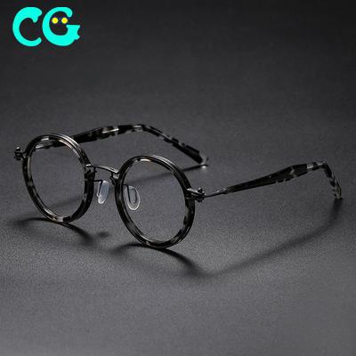 China 2021 Fashionable New Eye Frame Glasses Frame With Pure Titanium Plate Around Frame Eyewear Frame Customized Myopia Glasses New Retro for sale
