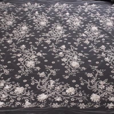 China Sustainable KEXIN beaded embroidered lace wedding dress ball printed fabric for sale
