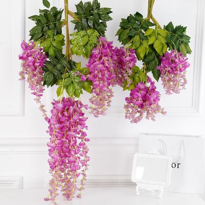 China Plastic Wedding Decor Artificial Silk Wisteria Flower Vines Hanging Flowers Garland For Home Garden Hotel Rattan Bride for sale